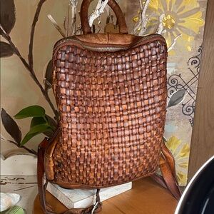 Wonderful Woven Genuine Leather Backpack